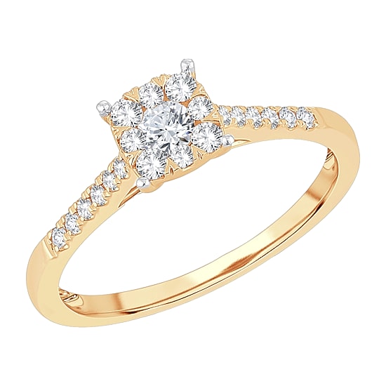Womens 1/3 CT. T.W. Natural White Diamond 10K Gold Cushion Engagement Ring