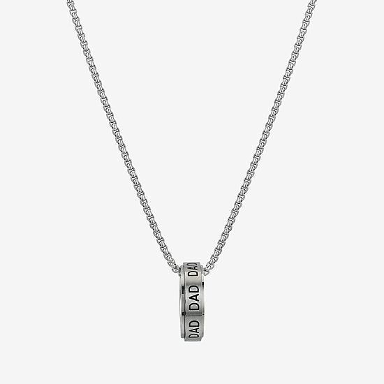 J.P. Army Men's Jewelry Dad Stainless Steel 24 Inch Box Round Pendant Necklace