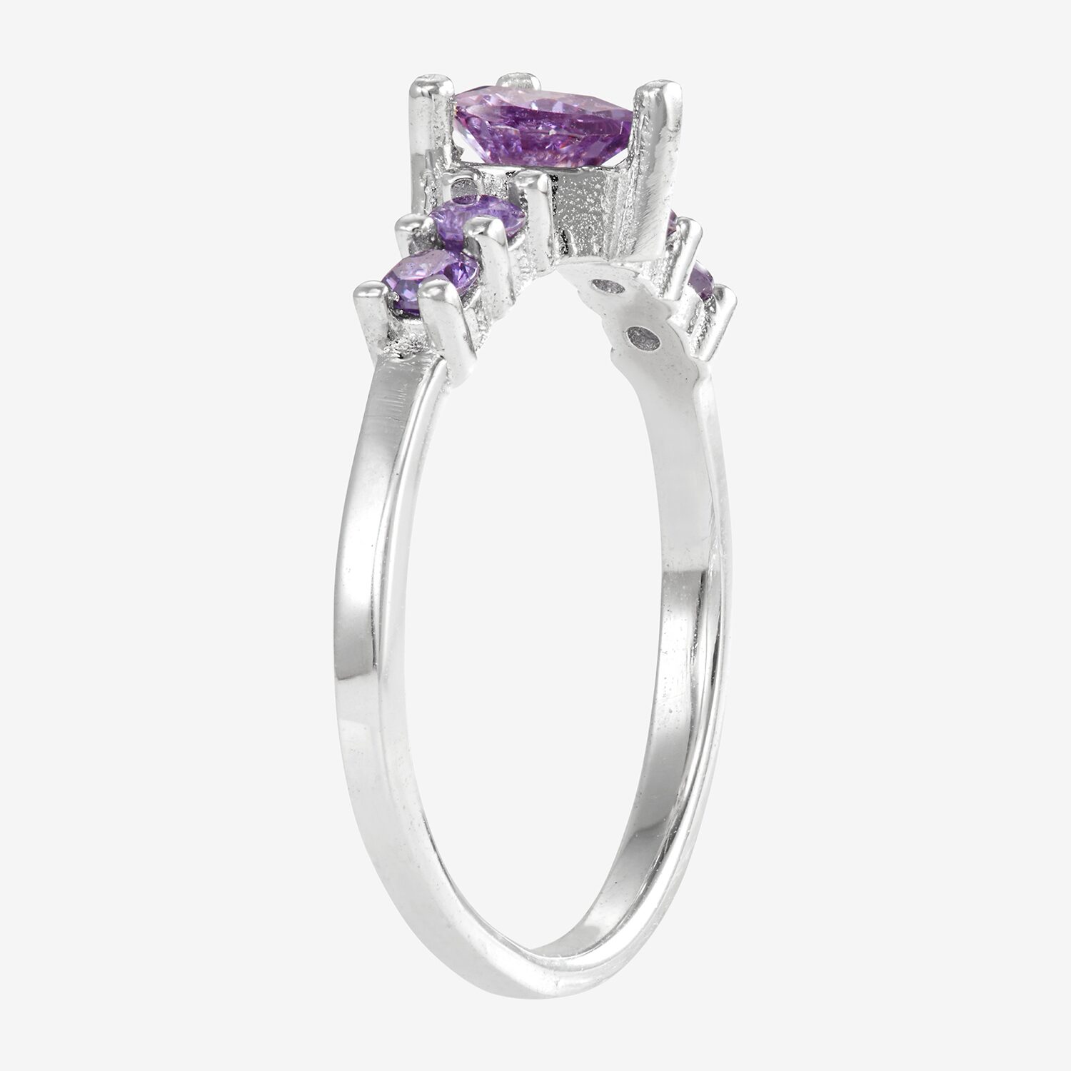 Girls Cubic Zirconia Sterling Silver Heart Cocktail Ring