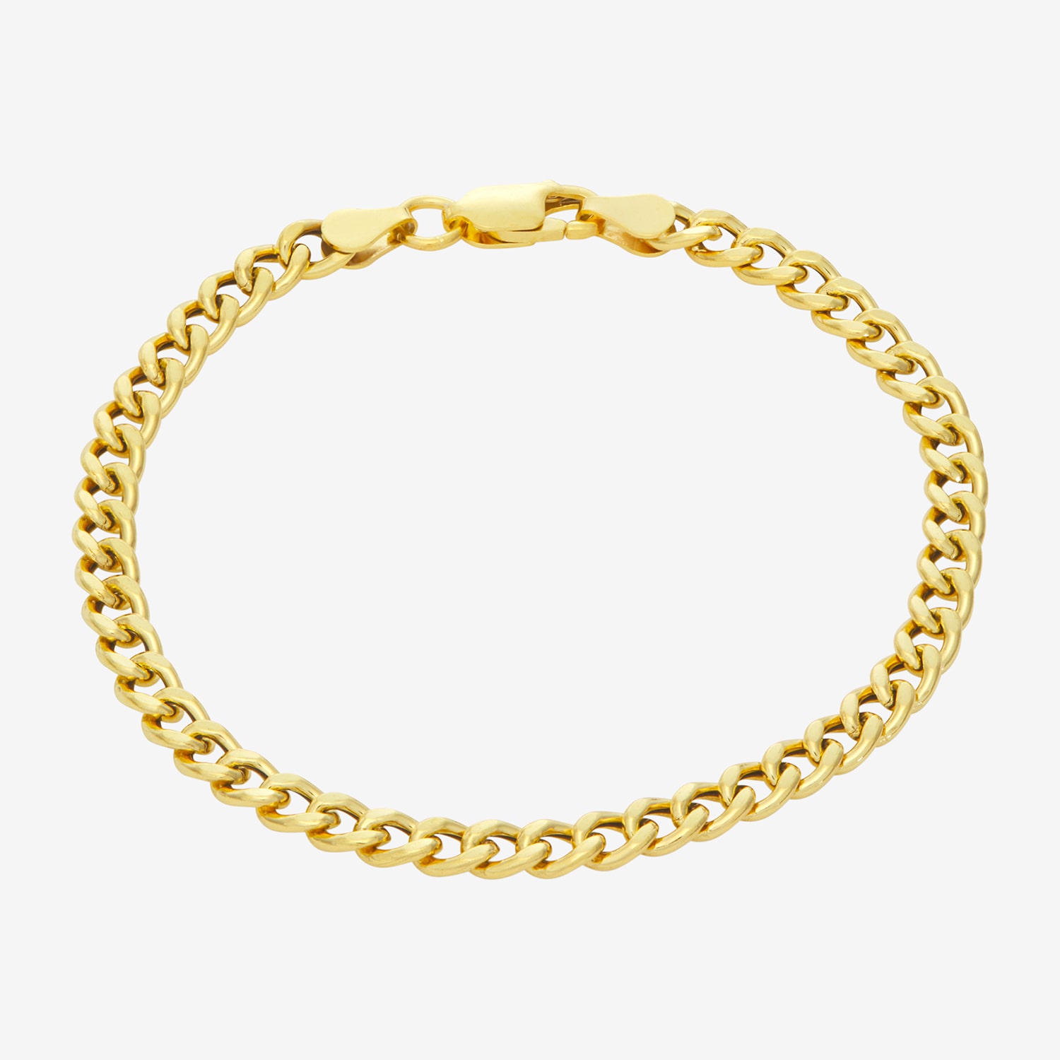 Made In Italy Womens 14K Gold Over Silver 10 Inch Hollow Curb Ankle Bracelet