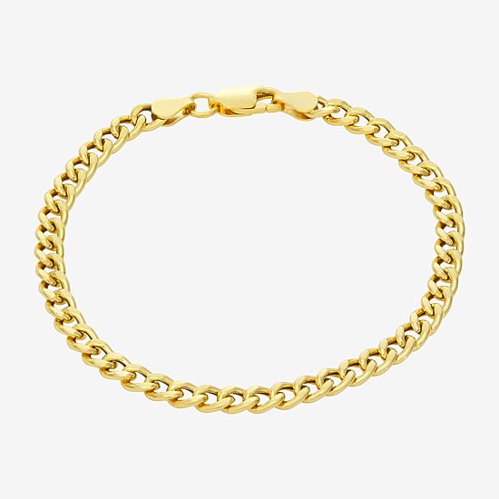 Made In Italy Womens 14K Gold Over Silver 10 Inch Hollow Curb Ankle Bracelet