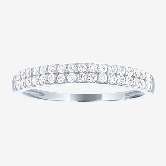 (G-H / Si2-I1) Womens 3MM 1/4 CT. T.W. Lab Grown White Diamond 10K Gold Anniversary Wedding Band