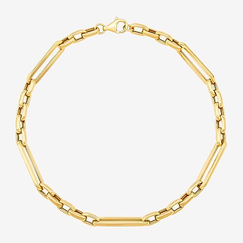 Gold Addiction Womens 14K Gold Hollow Figaro Chain Bracelet, One Size