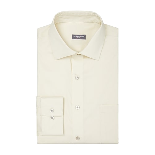 Van Heusen Ultra Flex Mens Regular Fit Wrinkle Free Long Sleeve Dress Shirt, 18-18.5 34-35, Beige