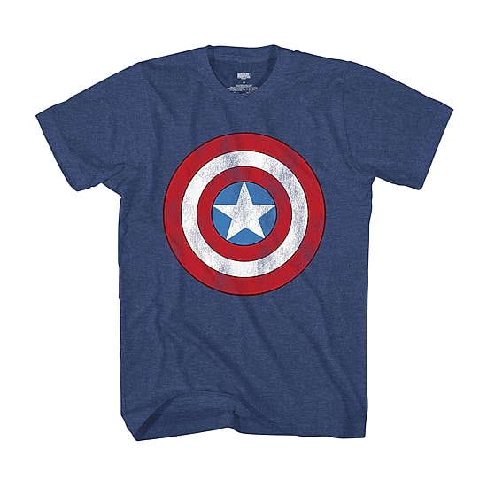 Mens Crew Neck Short Sleeve Regular Fit Captain America Marvel Graphic T-Shirt