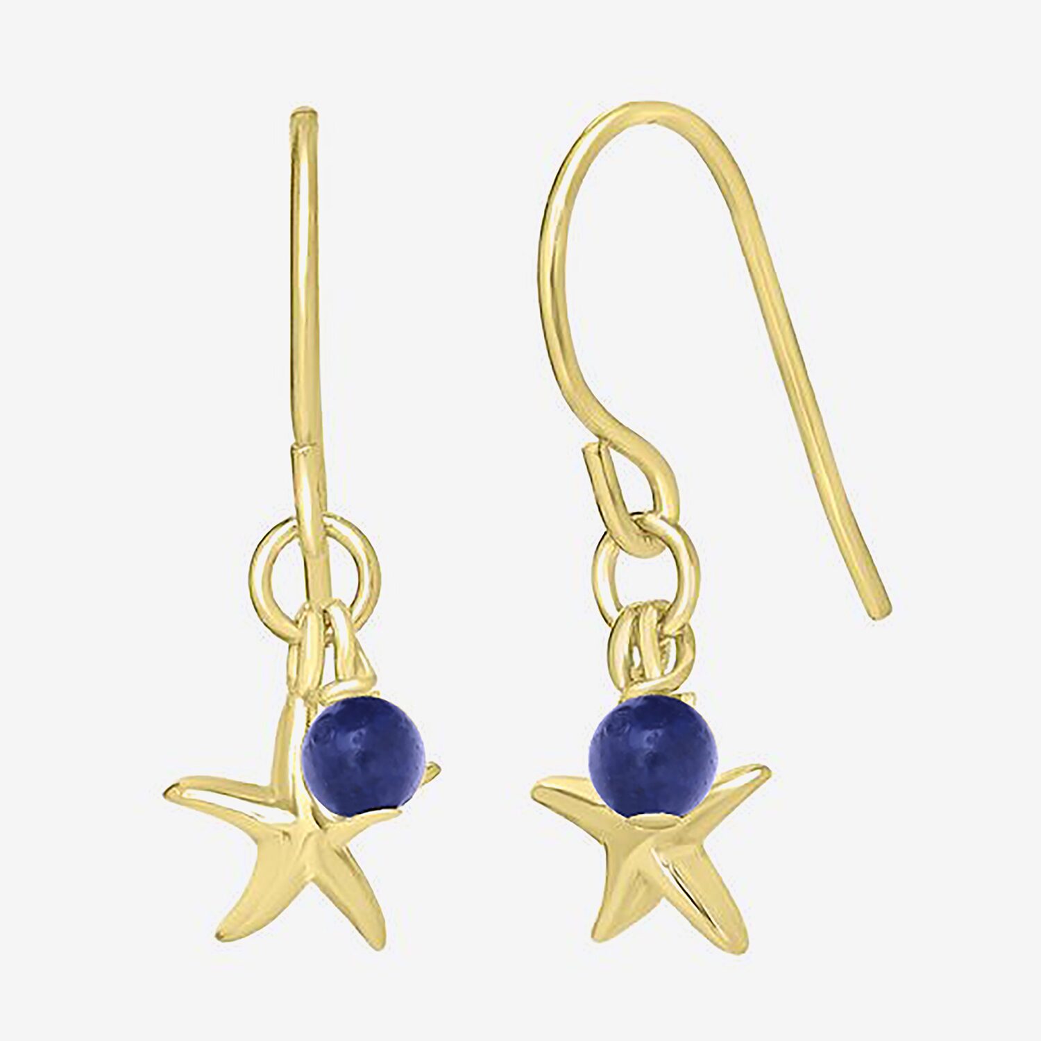 Silver Treasures 14K Gold Over Star Drop Earrings