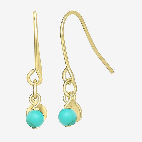 Silver Treasures 14K Gold Over Silver Round Drop Earrings