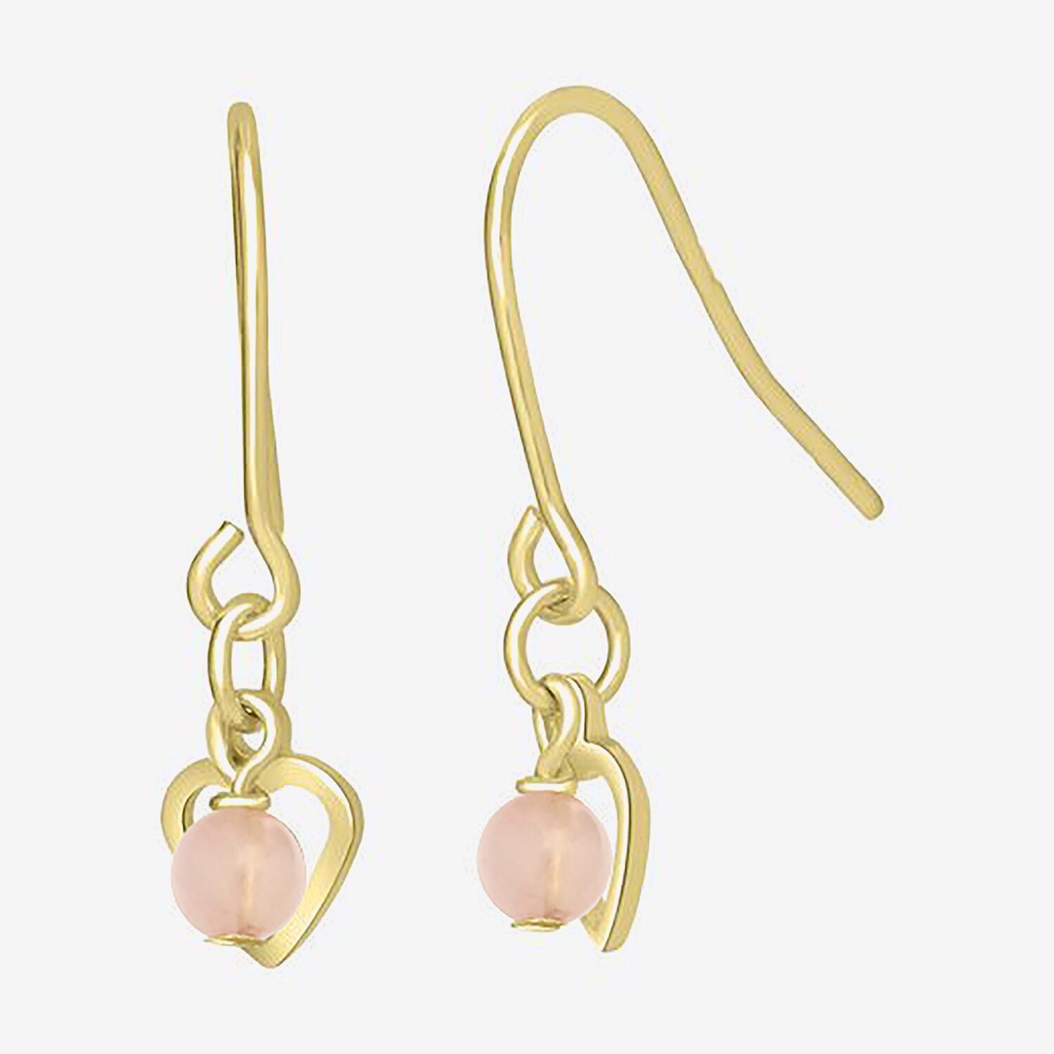Silver Treasures Womens White Simulated Pearl 14K Gold Over Silver Heart Drop Earrings