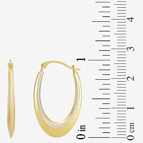 Womens 10K Two Tone Gold 25mm Round Hoop Earrings