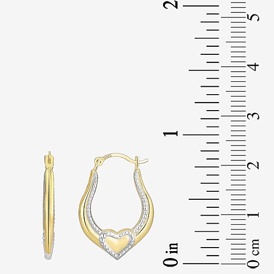 Womens 10K Two Tone Gold 20.2mm Heart Hoop Earrings