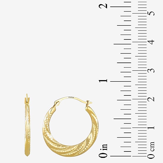 Croissant Womens 10K Gold 21.1mm Round Hoop Earrings