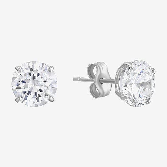 Cubic Zirconia 14K Gold 7mm Stud Earrings