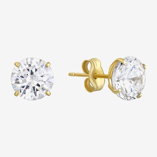 Cubic Zirconia 14K Gold 7mm Stud Earrings