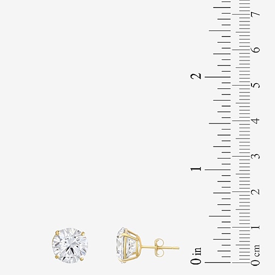 Cubic Zirconia 14K Gold 9mm Stud Earrings