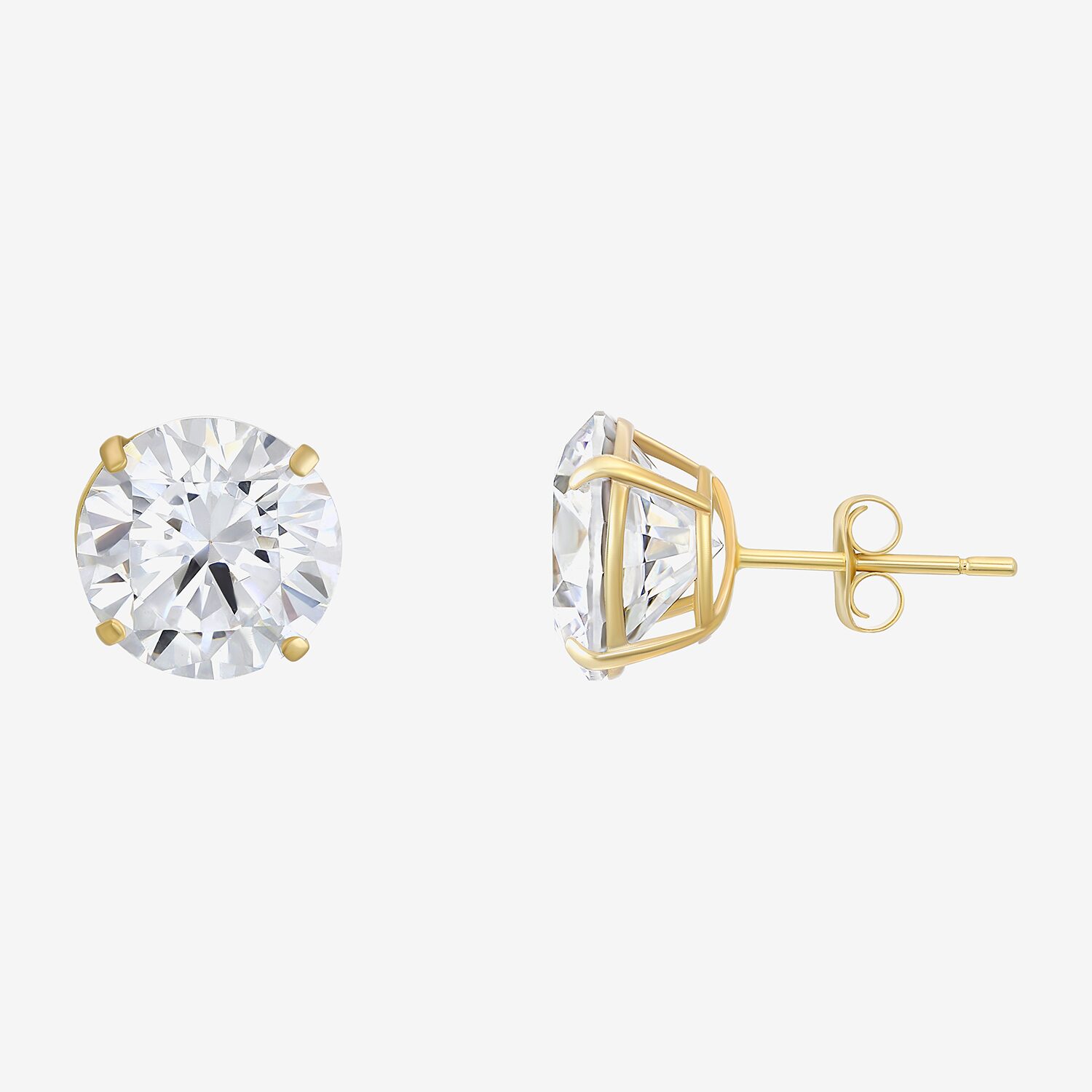 Cubic Zirconia 14K Gold 9mm Stud Earrings