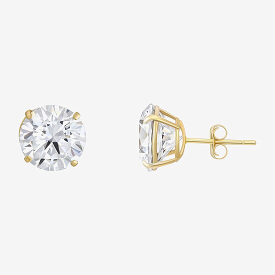 Cubic Zirconia 14K Gold 9mm Stud Earrings