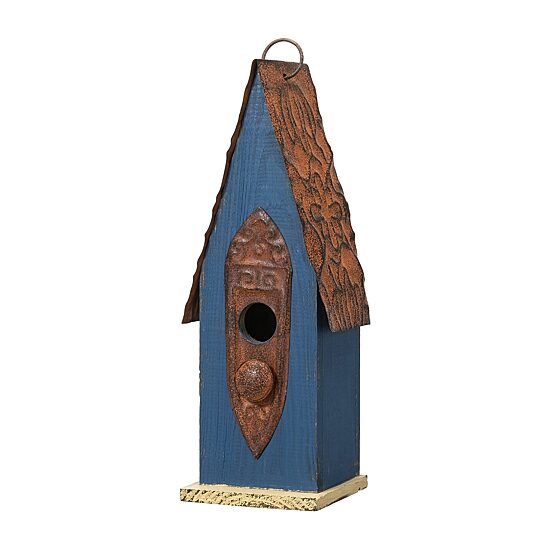 Glitzhome 13.25" Retro Blue Distressed Bird House