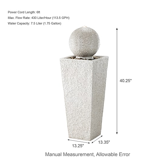 Glitzhome 40.25" Faux Terrazzo Resin Outdoor Fountain
