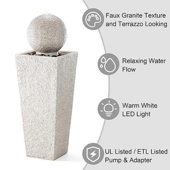 Glitzhome 40.25" Faux Terrazzo Resin Outdoor Fountain