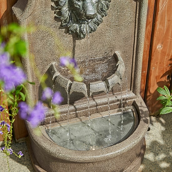 Glitzhome 31.75" 3-Tier Lion Head Resin Outdoor Fountain