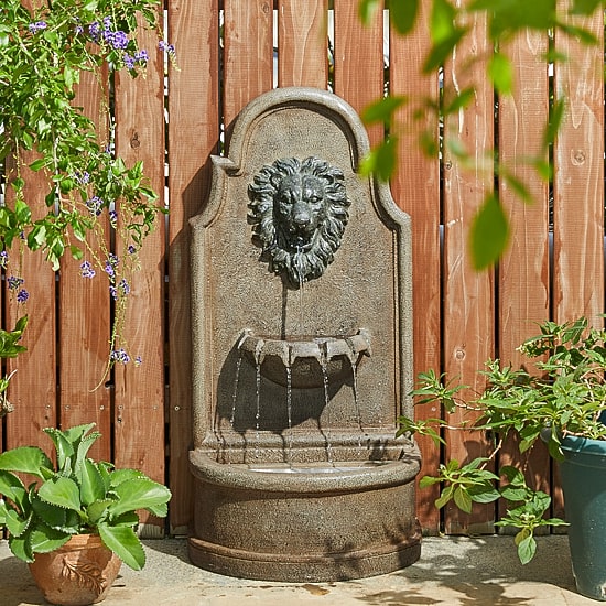 Glitzhome 31.75" 3-Tier Lion Head Resin Outdoor Fountain