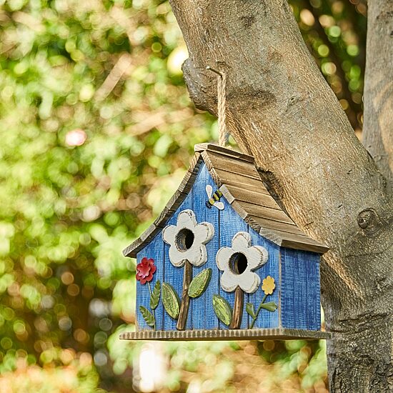 Glitzhome 10.5" Distressed Solid Wood Wide Bird House