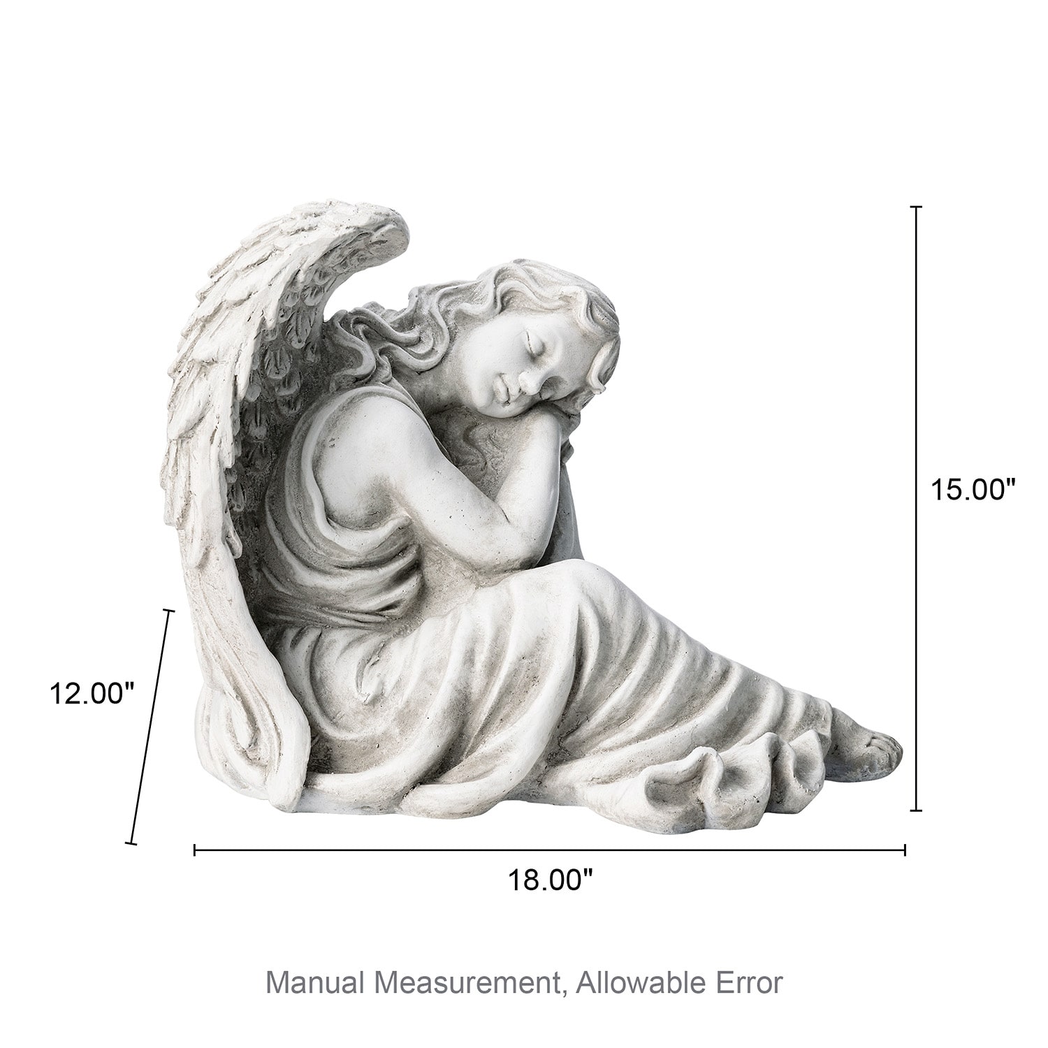 Glitzhome 15" MGO Sleeping Angel Garden Statue Outdoor Figurine