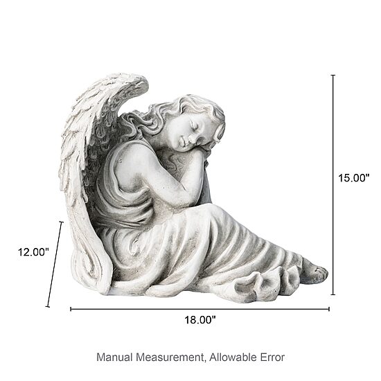 Glitzhome 15" MGO Sleeping Angel Garden Statue Outdoor Figurine