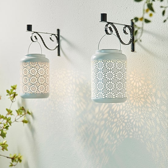 Glitzhome 2-pc. 8.75" Metal Solar Decorative Lantern