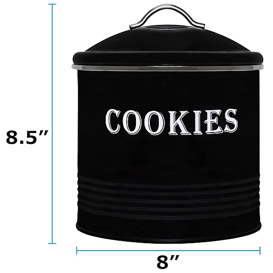 Blue Donuts Tin Black Cookie Jar Canister
