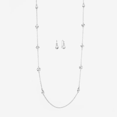 Liz Claiborne Station Necklace And Drop Earring Womens 2-pc. Jewelry Set
