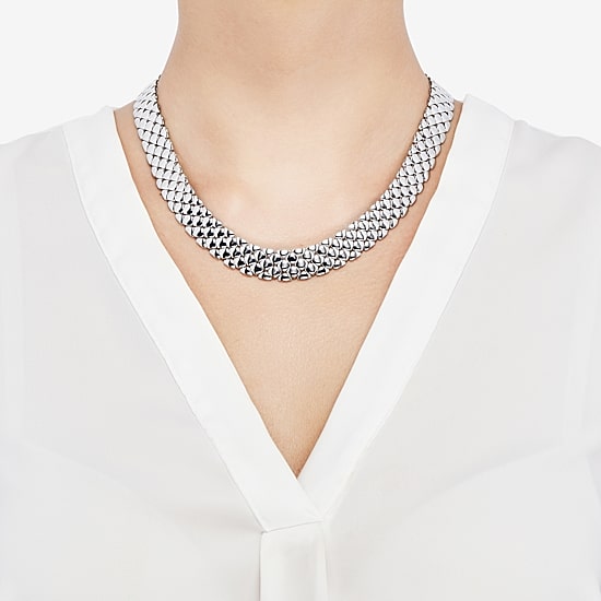 Limited Quantities! Womens Sterling Silver 18 Inch Stampato Chain Necklace