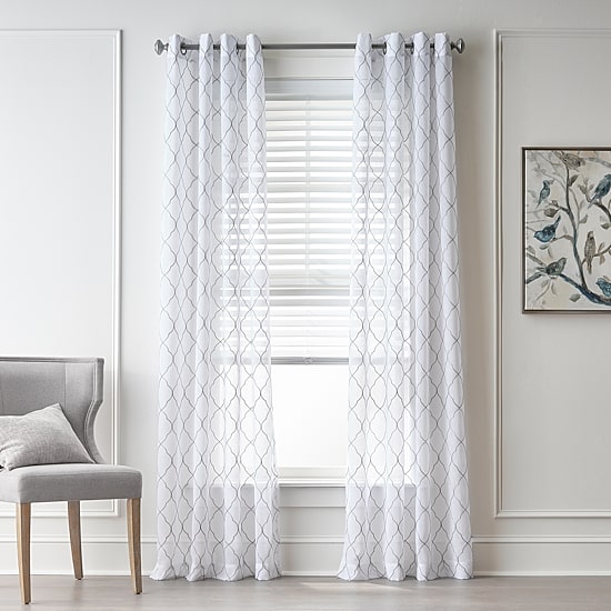 Regal Home Bayview Grommet Top Embroidered Sheer Single Curtain Panel