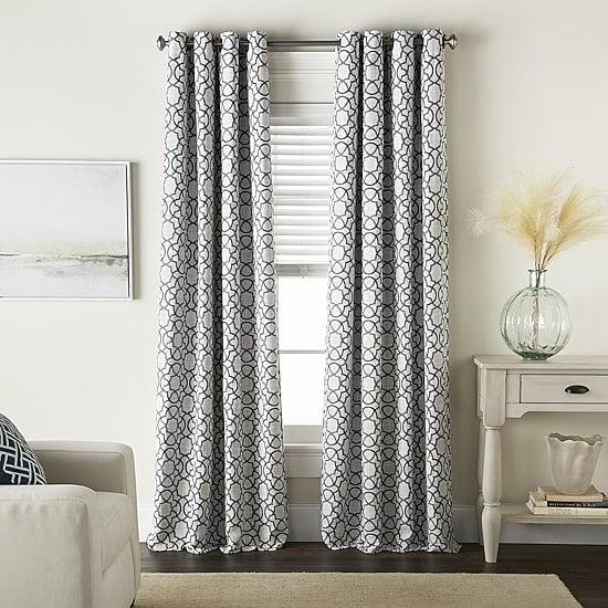 Max Blackout Campbell Geo Jacquard Grommet Top Energy Saving 100% Blackout Single Curtain Panel