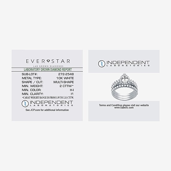 (H-I / I1) Womens 2 CT. T.W. Lab Grown White Diamond 10K Gold Pear Side Stone Halo Bridal Set