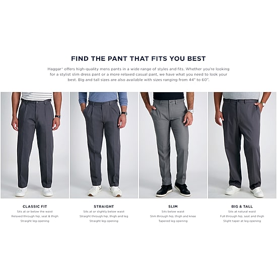 Haggar JMH Tailored Glen Plaid Mens Stretch Fabric Modern Fit Plaid Flat Front Suit Pant