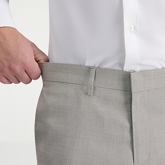 Haggar JMH Tailored Glen Plaid Mens Stretch Fabric Modern Fit Plaid Flat Front Suit Pant