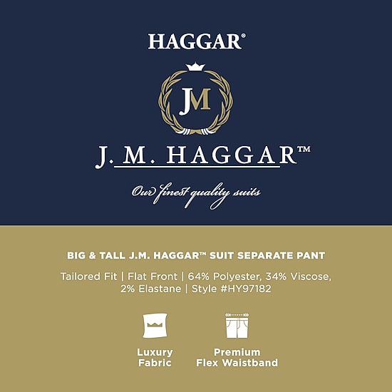 Haggar JMH Tailored Mens Big and Tall Stretch Fabric Modern Fit Flat Front Suit Pant