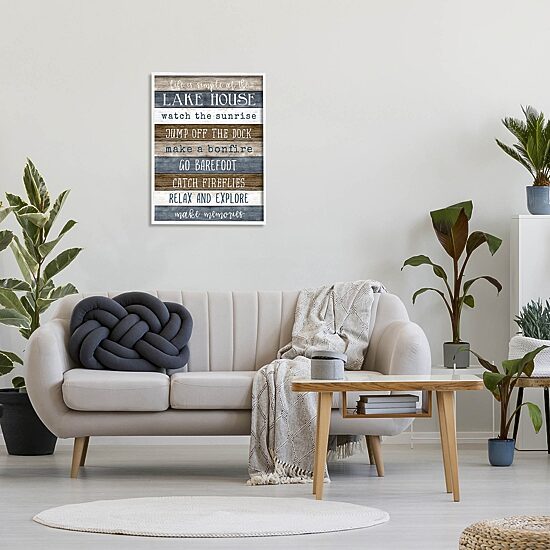 Stupell Industries Life Is Simple Lake House List Framed Print