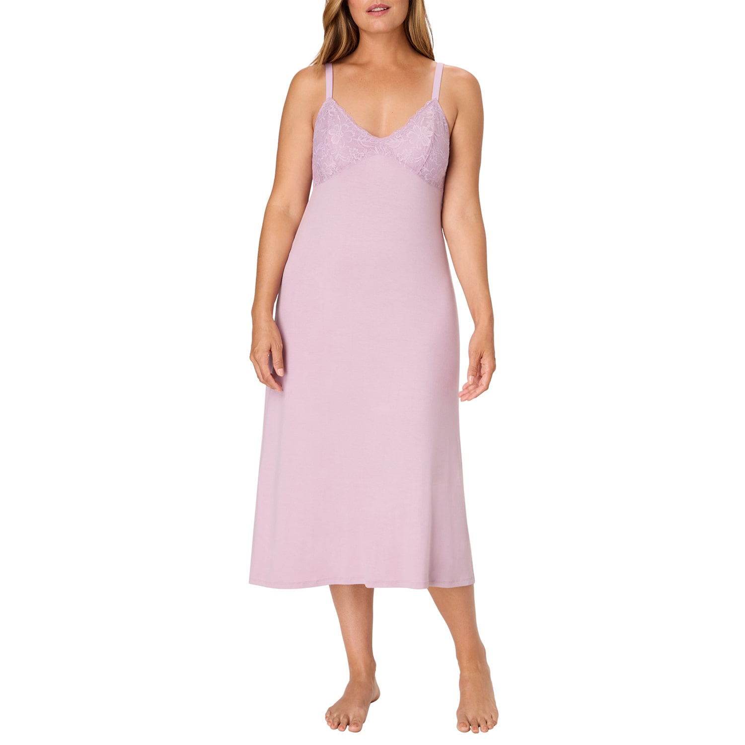 Bali Womens Satin Sleeveless V Neck Nightgown