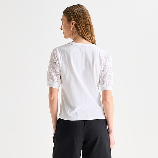 Liz Claiborne Womens Tall Split Crew Neck Elbow Sleeve Blouse