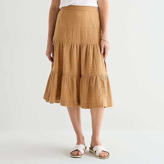 St. John's Bay Womens Tall Midi A-Line Skirt