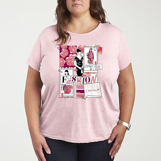Tdwp Fashion Sketchbook Womens Plus Crew Neck Short Sleeve T-Shirt
