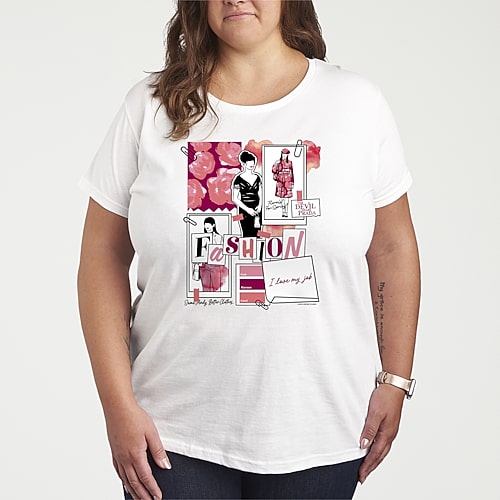 Tdwp Fashion Sketchbook Womens Plus Crew Neck Short Sleeve T-Shirt, 3x, White