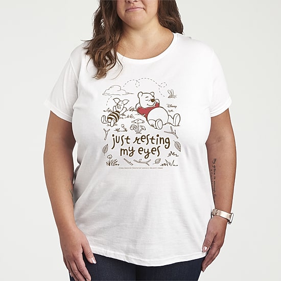 Just Resting My Eyes Womens Plus Crew Neck Short Sleeve Winnie The Pooh T-Shirt