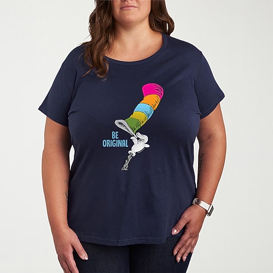 Be Original Womens Plus Crew Neck Short Sleeve Dr. Seuss T-Shirt