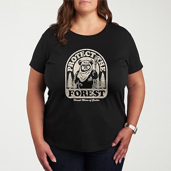 Ewok Protect The Forest Womens Plus Crew Neck Short Sleeve Star Wars T-Shirt