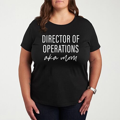 Hybrid Apparel Plus Size Instant Message Director Of Operations Aka Mom Short-Sleeve Graphic T-Shirt - Black