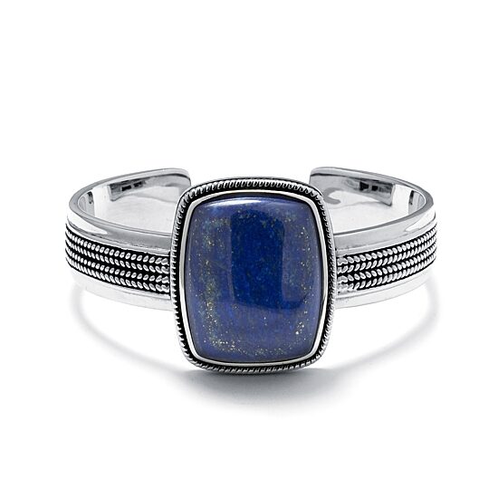 Dyed Blue Lapis Sterling Silver Rectangular Cuff Bracelet