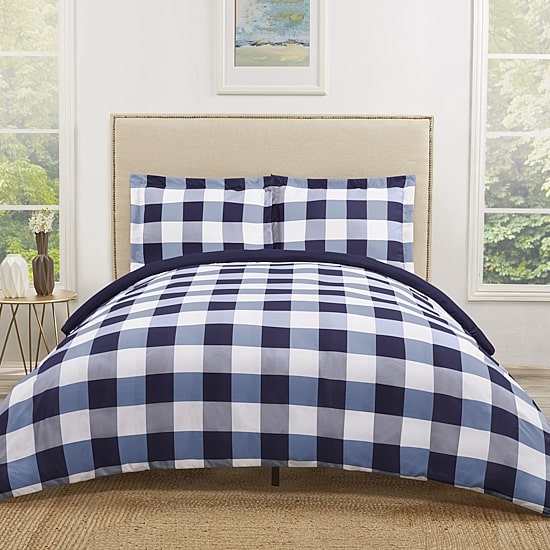 Truly Soft Everyday Buffalo Check Comforter Set Plaid Lightweight Reversible Comforter Set